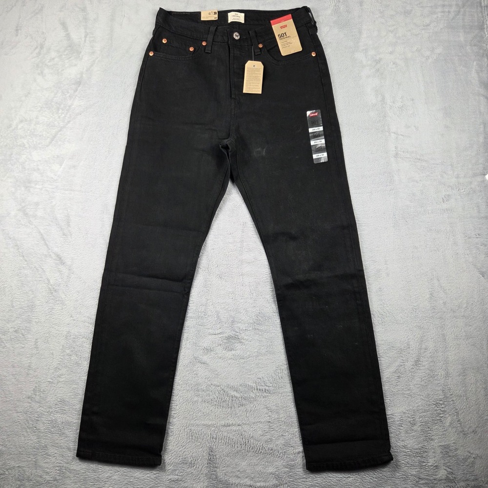 Levi's 501 Original Jeans Mens 28x30 Black NWT Straight Leg High Rise Denim